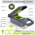 SHOPPING VIBES Your One Stop Shop 14-in-1 Vegetable Slicer Chopper from Kitchen Vegetable Slicer Dicer Cutter, and Chopper With 8 Blades and a Container for Quick Meal Prep. 
