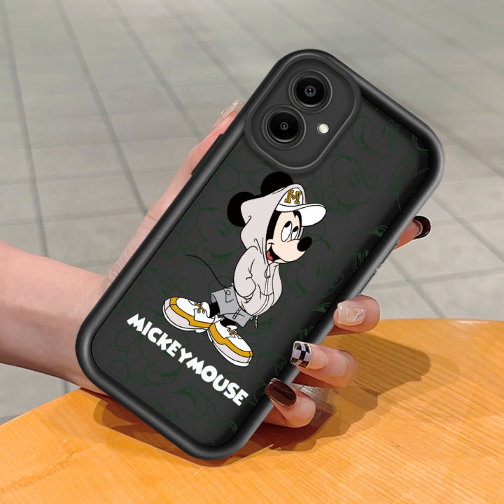 TA for Samsung A06 Back Cover Soft Square Ladder White Handsome Mouse Pattern Cases Silicone Camera Protection Phone Case