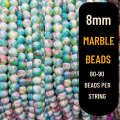 🔹 Premium 8mm Multi-Shade Marble Beads String (70–80 Beads) | Vibrant DIY Craft & Jewelry Supplies – Only at QuickCart99. 