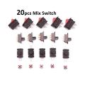 20pcs-DC Electric Switches Button Pack for DIYs, DC Motor, Lights, Projects Etc (Micro Switch, Rocker Button, Push Button, Dp Button). 