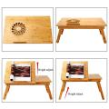 Laptop Desk Nnewvante Adjustable Laptop Desk Table 100% Bamboo with USB Fan Foldable Breakfast Serving Bed Tray w' Drawer (F). 