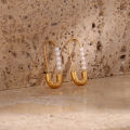 E B belle Official Store Stainless Steel Jewelry Dainty Safety Pin Pearl Earring For Girl 18k Gold Plated Fashion Earring. 