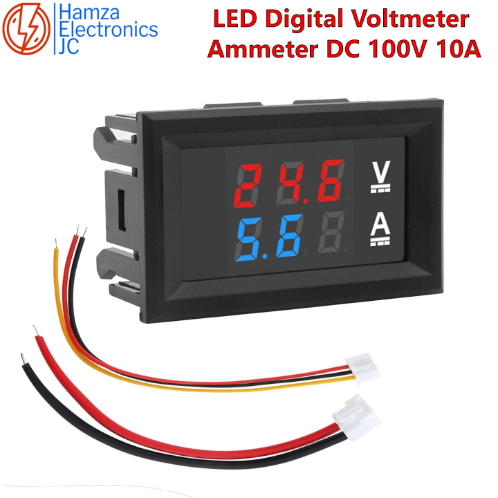 LED Digital Voltmeter Ammeter,DC 100V 10A Voltage Current Tester Red ...