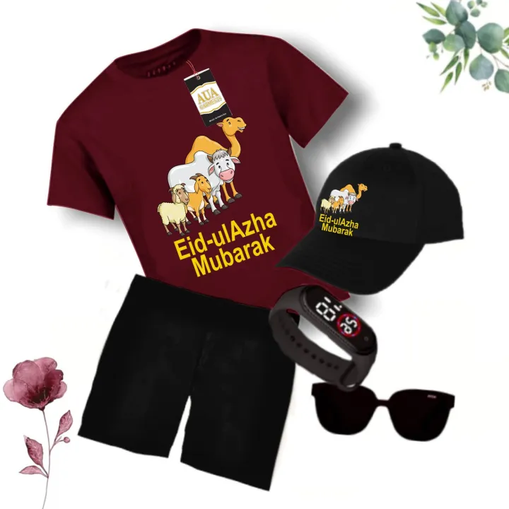 "Eid-ul-Adha%20Kids%20Collection:%20Bundle%20of%205%20in%20Cotton%20Jersey%20-%20T-shirt,%20Shorts,%20Cap,%20Glasses%20&%20Watch!"%20-%20Image%205