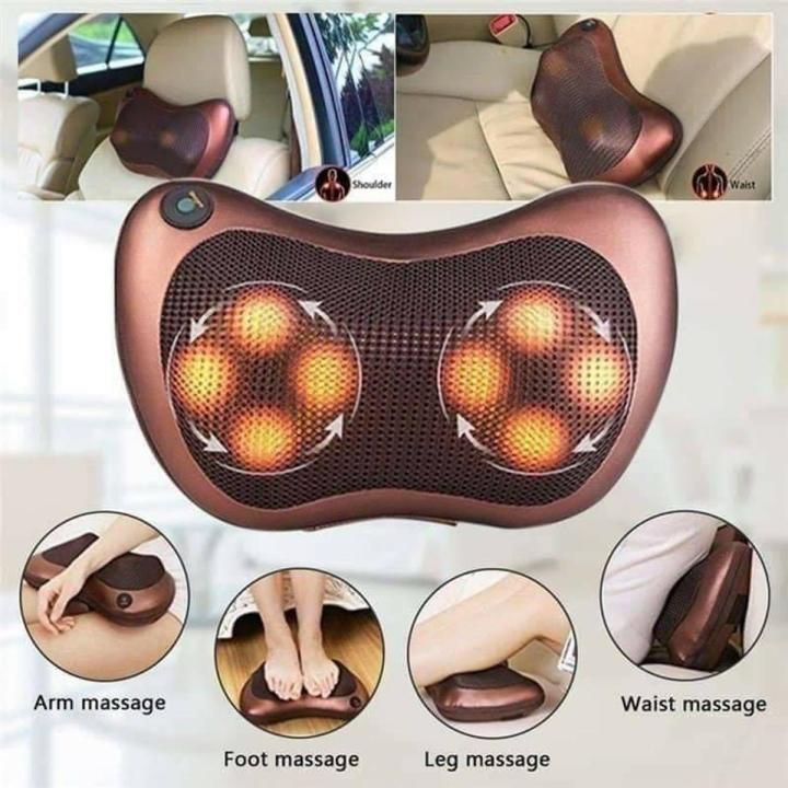 Head Neck Body Massage Pillow Heating Kneading Home Car Dual Use Body