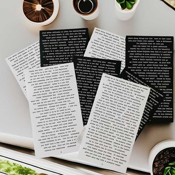 4-PCS Of Different A5 Sticker Sheet Set with Motivational - Aesthetic Inspiration: - Positive - Empowering  Quotes in 2 Pcs Black & 2 Pcs White -