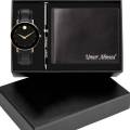 Customize Name Leather Wallet Watch and Pen Gift Set. 