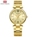 Mini Focus Gold Stainless Steel Gold Dial Analog Watch for Women MF0189L-05. 
