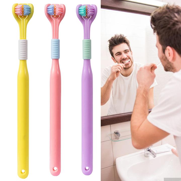 Three Sided Toothbrush Smooth Edge Three Head Soft Bristle Toothbrush