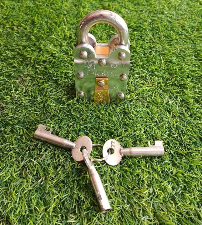 Pakistan Desi Lock Size 2 inches and 2½ inches 3 Keys, Ped Desi Brass Lock Heavy Duty Lock, Higher Quality Anti Rust Ped lock , Complete Chrome Plated and High Quality brass Lavers with Chrome Plated