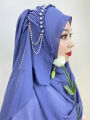 Fancy Hijabs Beaded Tassel Hijab For Girls Solid Color Arab Women Shiny Soft Easy to Wear Turkish Head Wrap Scarf. 