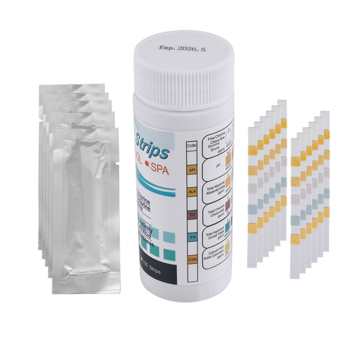 50Pcs 6-In-1 Swimming Pool PH Test Paper Residual Chlorine PH Value Alkalinity Hardness Test Strip PH Tester