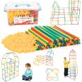 Rainbow Straw Constructor Stem Building Toys 240 pcs Interlocking Plastic Educational Toys Engineering Building Blocks Colorful Motor Skills Toys Gift for Boys & Girls. 
