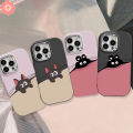 Creative Lovely Cartoon Black Rabbit Cat Couple Case for Realme Note 50 C67 C55 C51 C15 C53 C25Y C30 C55 C12 C25s C25 C21Y 5i 8i 6i 5 5s C11 C20 C20A Luxury Plating Metal Soft Case. 