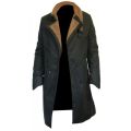 Men Long Gosling Synthetic Leather Cotton Black Coat Winter Jacket. 