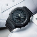Casio G Shock Mens Black Carbon Core Guard Analog-Digital World Time Multi-Function Black Resin Band Watch-GA-2100-1A1DR. 