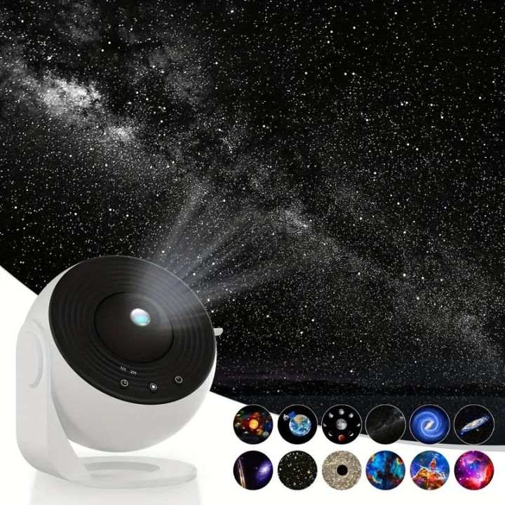 12 in Planetarium Galaxy Star Projector, Black/White HD Image Large Projection Area LED Night Light, 360° Rotating Nebula Projector Lamp, Timed Starry Night Light Projector for Home Theater, Ceiling, Room Decoration,