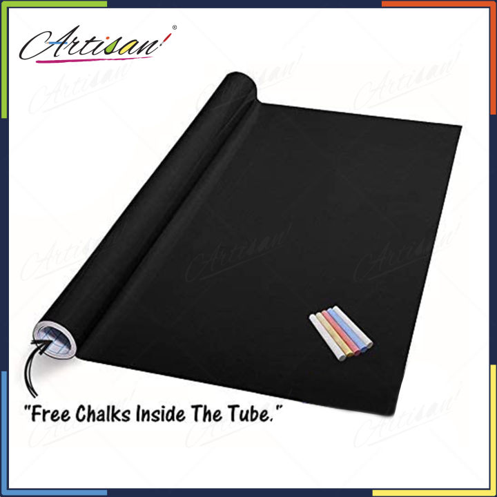 Artisan%20-%20Blackboard%20Chalkboard%20Vinyl%20Sticker%20Washable,%20Reusable%20-%20DIY%20Black%20Board%20Wall%20Adhesive%20Vinyl%20Sticker%20Roll%20-%20with%205pc%20colorful%20chalks%20-%20Image%207
