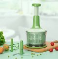 Techmanistan Multifunctional Hand Press Food Chopper with Salad Spinner Basket & Egg Mixer Tool, Hand Press Meat Mincer Vegetables Grinder Push Type Vegetable Chopper Press Down Chopper Handheld Food Press Mincer. 