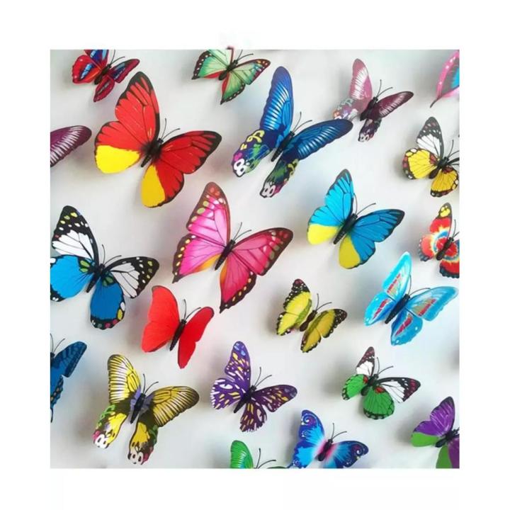 Pack of 12- 3D PVC Butterfly Wall Stickers Decoration Magnet Butterflies on the wall and Refrigerator DIY Wallpaper