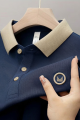 London Bridge - Contrast Cotton Polo Shirt for Men - Navy. 