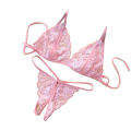 Muses 2pcs/set Women Lace See Through Triangle Cup Bra Open Briefs Underwear Set. 
