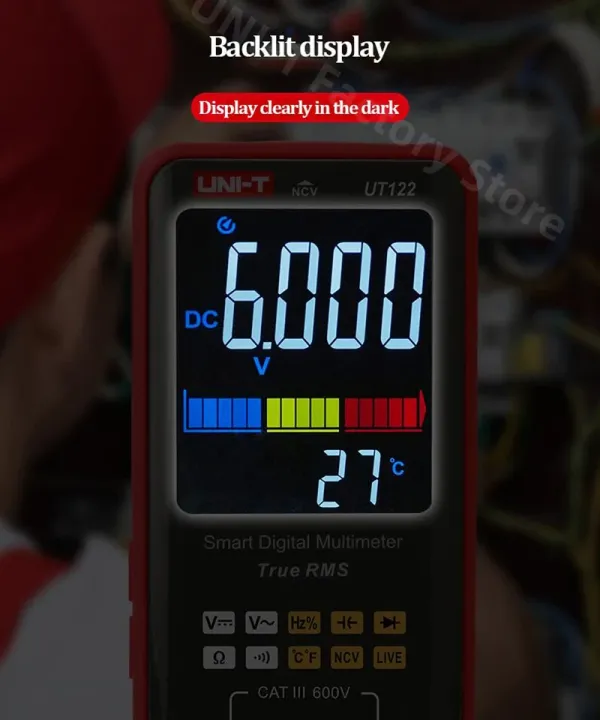 Smart%20Digital%20Multimeter%20Tester%20UNI-T%20UT122%20Professional%20Voltage%20Frequency%20Dual%20Display%20NCV%20LIVE%20Electrical%20-%20Image%203