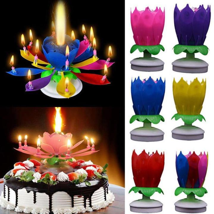 Amazing Musical Rotating Flower Birthday Candle Party Sparkling Fountain