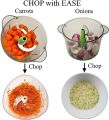 1.5L Hand chopper Manual Food Push Chopper, Speedy Chopper with Curved Stainless Steel Blades, Handheld Vegetable Chopper/Mincer/Mixer/Blender to Chop Fruits Onions/Nuts/Ginger/Herbs/Garlics. 