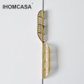 IHOMCASA Modern Simple Concealed Handle Brass Leaf Invisible Pulls Wardrobe Cupboard Cabinet Furniture Drawer Golden Knobs. 