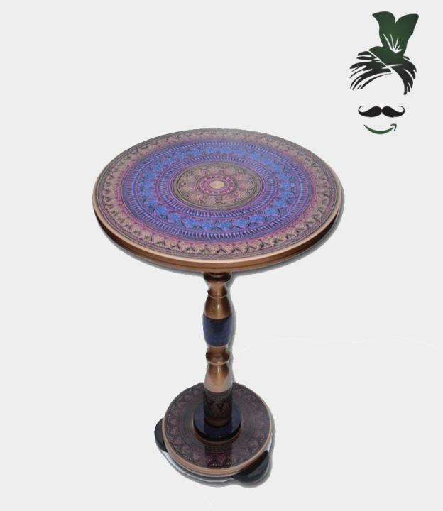 Round Coffee Table Lacquer Work 18 Inches