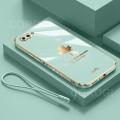 For OPPO A3s Back Cover with Lanyard Luxury Shiny Plating Maple Leaf Camera Lens Protection Square Edge Bumper Soft Silicone Protective Phone Case. 