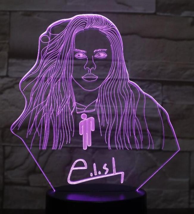 XXXTentacion Billie Eilish Johnny Hallyday Lamp Illusion LED USB Touch RGB 7 Color Freddie Mercury Singer Gifts