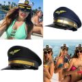 Stylish Captain Hat Pilot Hat Aviation with Badge Adjustable Octagonal Hat. 