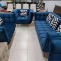 Deluxe Furniture 5 seater modern sofa set with free cushions- Velvet Fabric. 