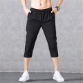 Quick Dry Casual Shorts for Men Elastic Waist Sport Shorts Below Knee Short Pant. 