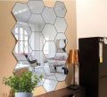 badge Acrylic Hexagon wall decor Mirror(Silver) 6 pcs. 