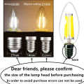 10PCS LED Filament Bulb E14 E27 E12 C35 C35L 220V 110 4W 6W Warm White Dimmable Glass 360 Degree Edison Retro Candle Light Blubs. 