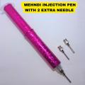 mehndi injection pen with 2 extra needles, create amazing henna designs by henna applicator pen. 