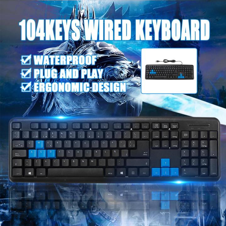 104 Key Ultrathin Wired Keyboard USB Slim Keyboard Portable For PC ...