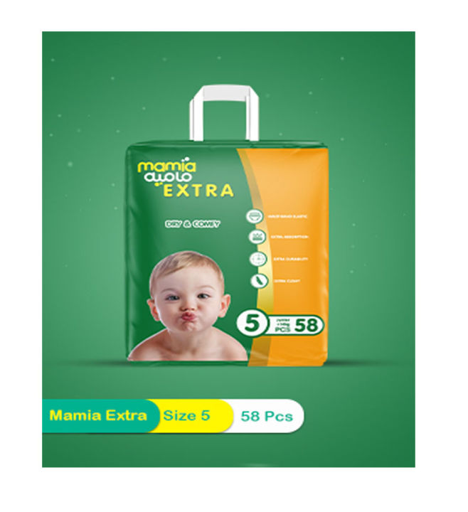 Mamia Diapers Extra Size 5 Junior +14 Kg 58 Pcs Jumbo Pack