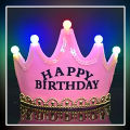 New LED Light-Up Birthday Crown Hat for Kids Party Celebration, Unisex, Age 3-12. 