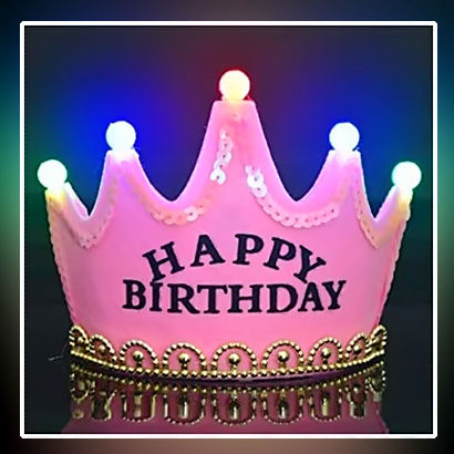 New LED Light-Up Birthday Crown Hat for Kids Party Celebration, Unisex, Age 3-12