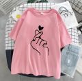 Amazing T Shirt Design Summer Collection Shirt Trendy hand with heart Printer in Pink Color Smart Fit Round-Neck Half Sleeves Tee Shirt. 