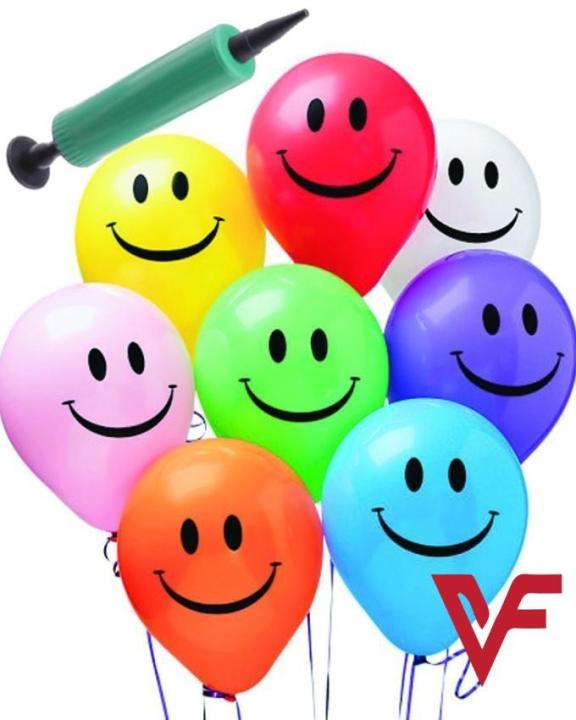 100 Balloon Happy Face Smiley Balloons Emoji Balloons Smile balloon with Small AIR PUMP