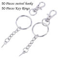 50 Pieces Metal Swivel Clasps Lanyard Snap Hook Lobster Claw Clasp and Key Rings Keychain with 11mm Screw Eye Pins. 