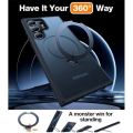 Torras UPRO Ostand Spin Series Magsafe Compatible Phone Case for Samsung Galaxy S24 Ultra – Black. 