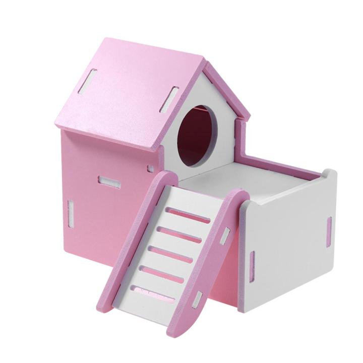 Wood Double Deck Animal Rat Mouse Hamster Nest House Small Pet Climbing Toy