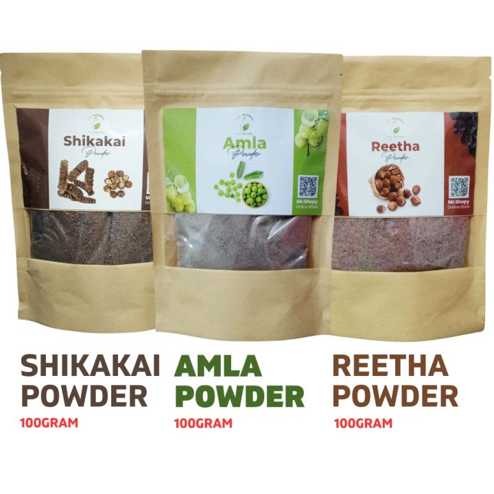 Pack of 3 Amla Reetha Shikakai Powder / Amla Retha Sekakai Powder ...