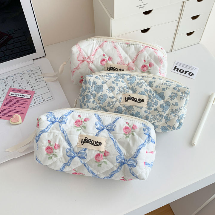 Bow Decorated Pencil Case Stylish Storage Bag Pen Case for Students School Office Travel Daily Use